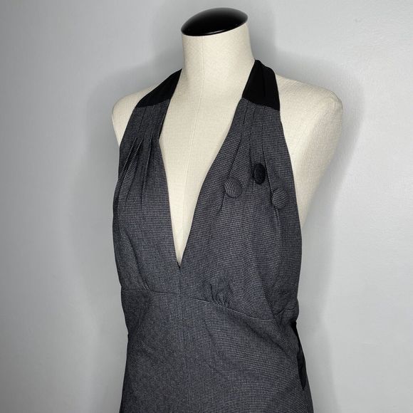 Halter Dress Womens 3 Gray Houndstooth Waitress Pants Dress Unique Career Office - Picture 11 of 12